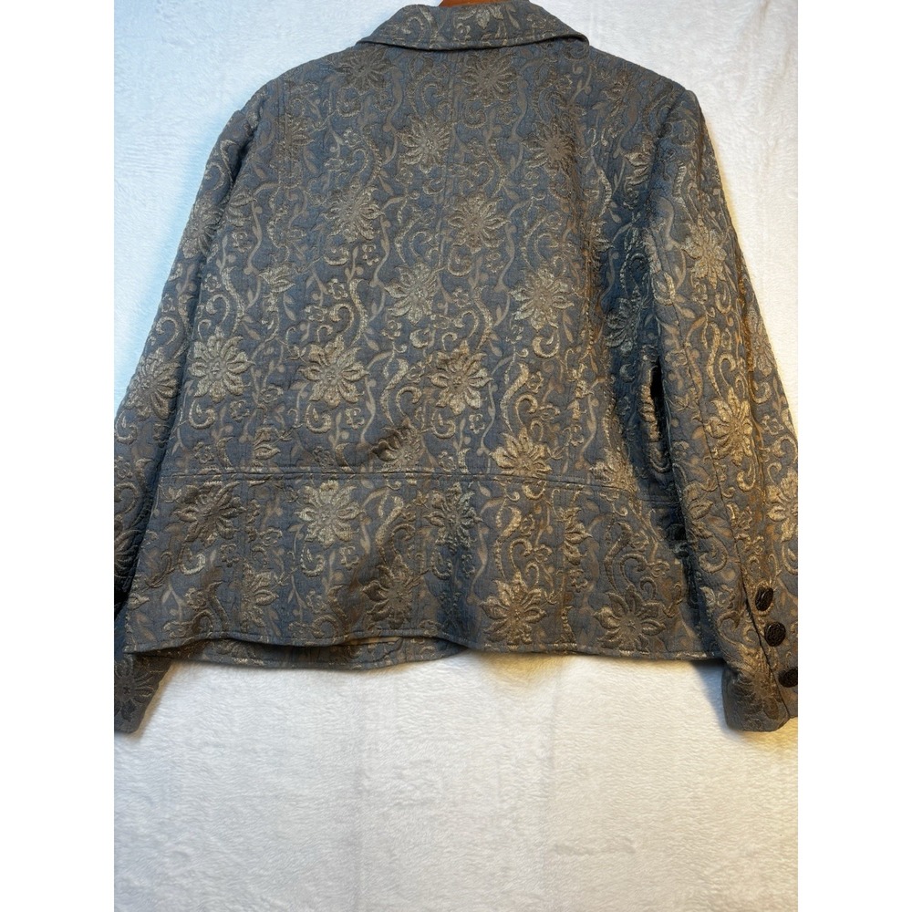 Chicos Golden Blues Ampere Jacket Suit Blazer Womens Size 3 Floral Lined Preppy - Picture 12 of 14